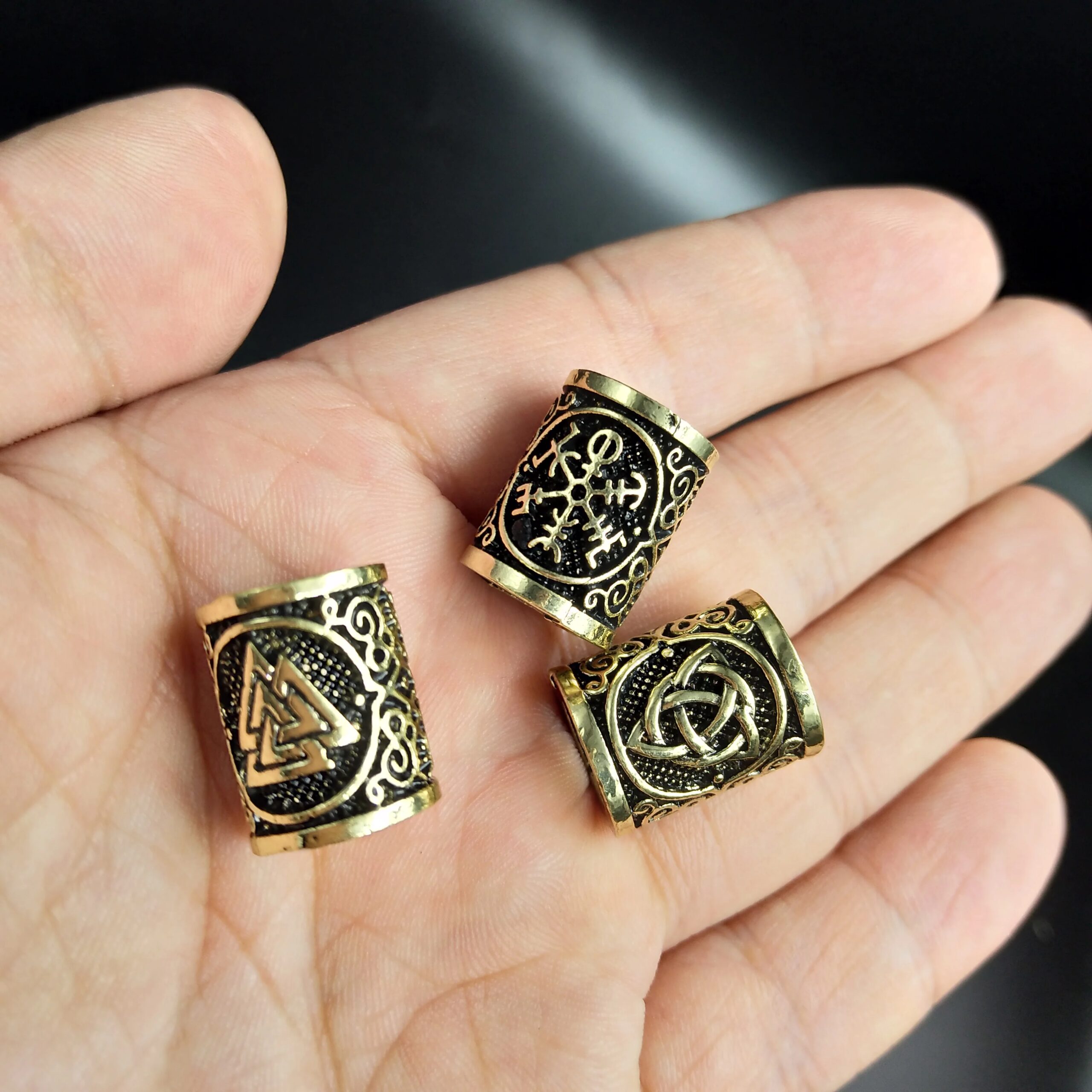 Viking Rune Hair Beard Valknut Vegvisir Compass snowflake Knot Trinity Charms for Beards Large Hole Bead Rune Bracelet DIY Viking Rune Hair Beard Valknut Vegvisir Compass snowflake Knot Trinity Charms for Beards Large Hole Bead Rune Bracelet DIY