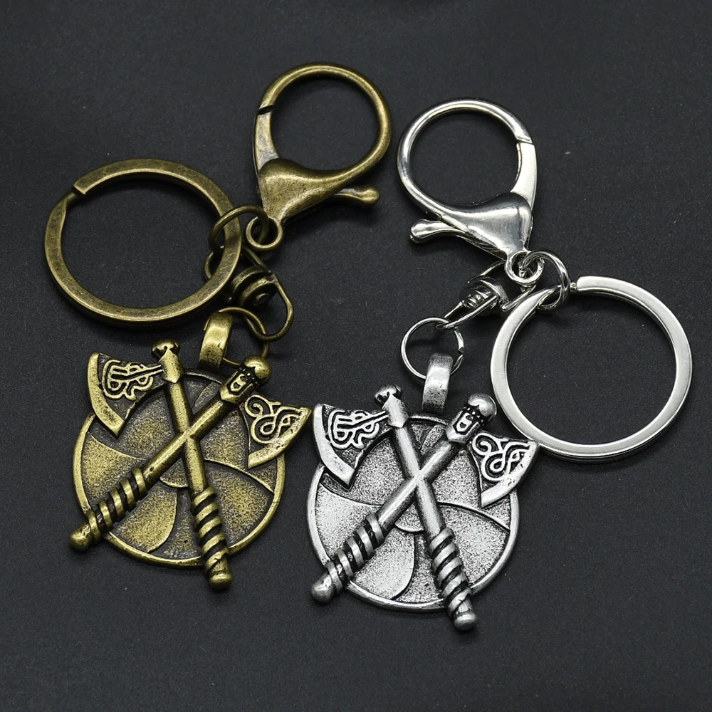 Nordic Viking Warrior Double Axe Keychain Men's Pendants Keyrings For Women Retro Slavic Punk Jewelry Nordic Viking Warrior Double Axe Keychain Men's Pendants Keyrings For Women Retro Slavic Punk Jewelry