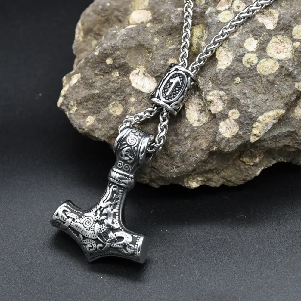 Norse Vikings Thor's Hammer Mjolnir Scandinavian Rune Amulet Keychain Stainless Steel Vegvisir Anchor Pendant Male Jewelry Norse Vikings Thor's Hammer Mjolnir Scandinavian Rune Amulet Keychain Stainless Steel Vegvisir Anchor Pendant Male Jewelry