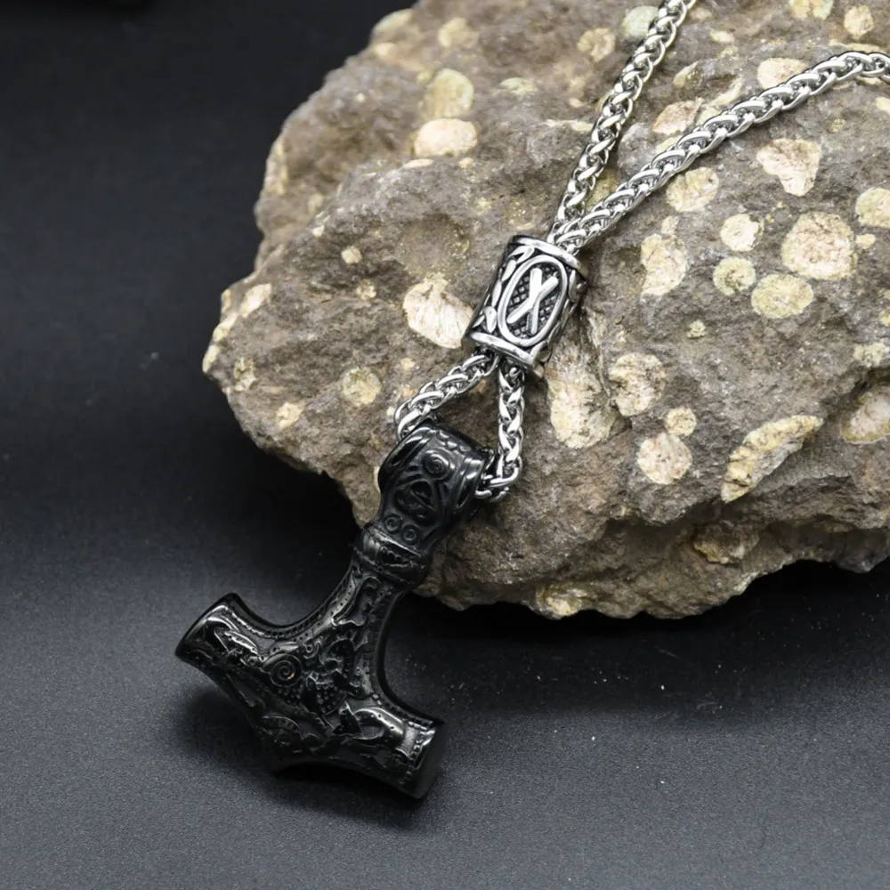Norse Vikings Thor's Hammer Mjolnir Scandinavian Rune Amulet Keychain Stainless Steel Vegvisir Anchor Pendant Male Jewelry Norse Vikings Thor's Hammer Mjolnir Scandinavian Rune Amulet Keychain Stainless Steel Vegvisir Anchor Pendant Male Jewelry
