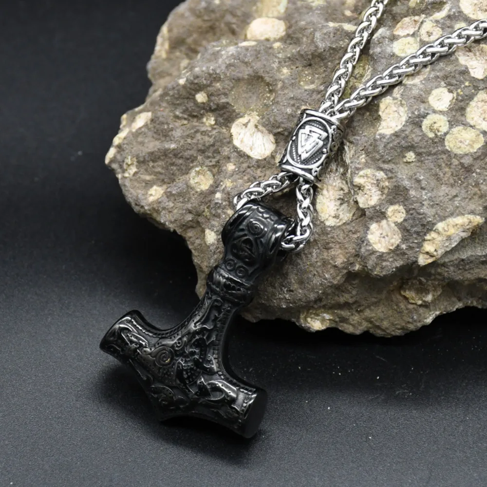 Norse Vikings Thor's Hammer Mjolnir Scandinavian Rune Amulet Keychain Stainless Steel Vegvisir Anchor Pendant Male Jewelry Norse Vikings Thor's Hammer Mjolnir Scandinavian Rune Amulet Keychain Stainless Steel Vegvisir Anchor Pendant Male Jewelry