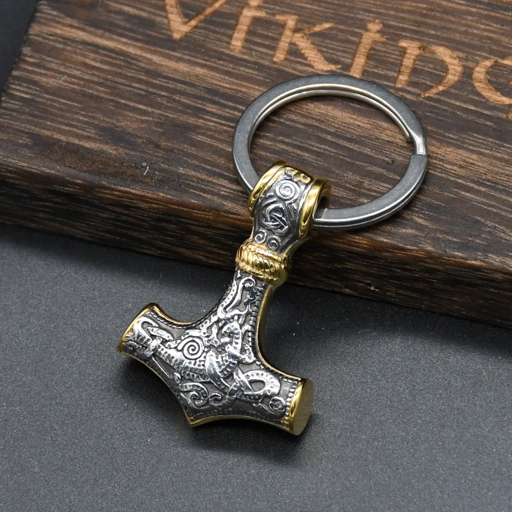 Norse Vikings Thor's Hammer Mjolnir Scandinavian Rune Amulet Keychain Stainless Steel Vegvisir Anchor Pendant Male Jewelry Norse Vikings Thor's Hammer Mjolnir Scandinavian Rune Amulet Keychain Stainless Steel Vegvisir Anchor Pendant Male Jewelry