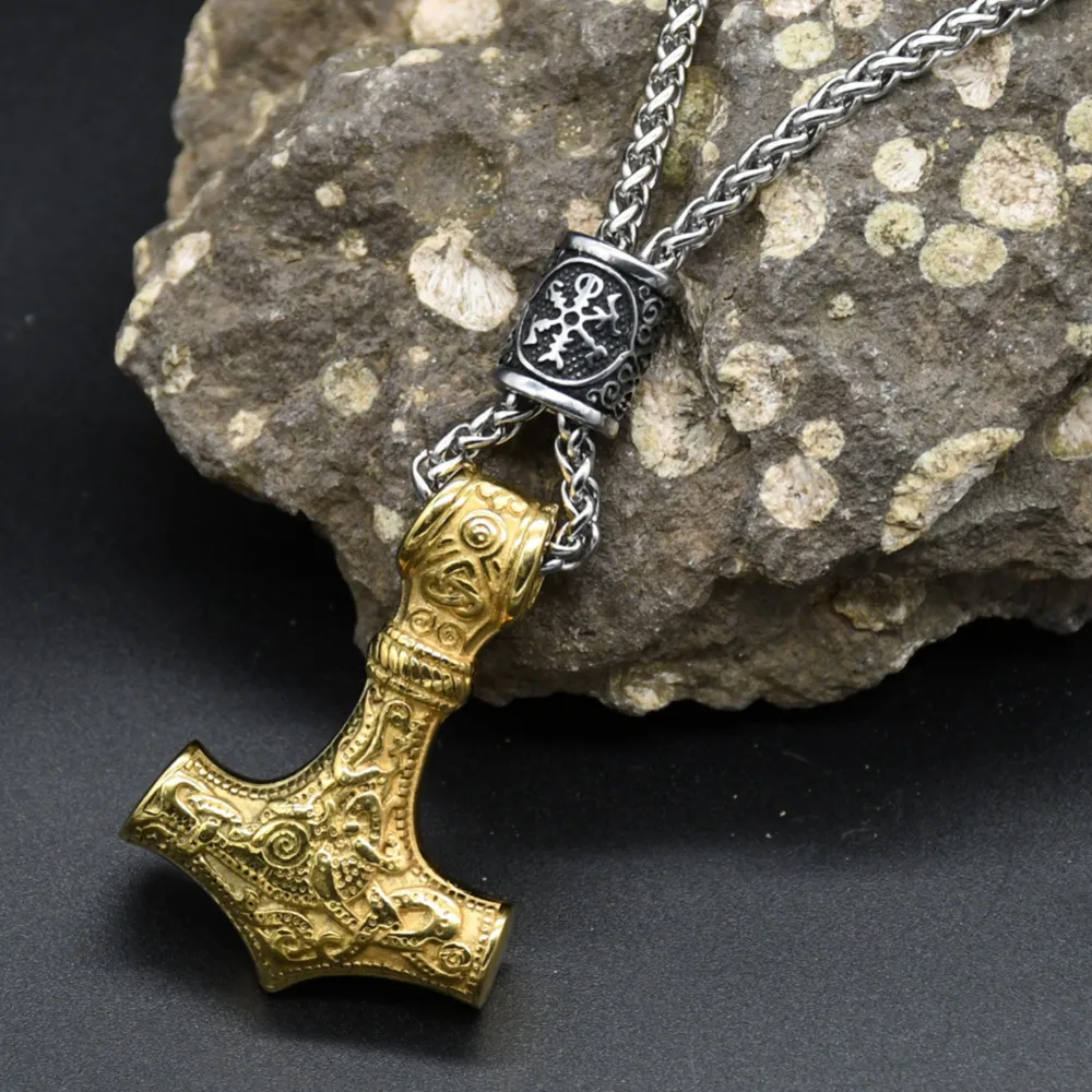 Norse Vikings Thor's Hammer Mjolnir Scandinavian Rune Amulet Keychain Stainless Steel Vegvisir Anchor Pendant Male Jewelry Norse Vikings Thor's Hammer Mjolnir Scandinavian Rune Amulet Keychain Stainless Steel Vegvisir Anchor Pendant Male Jewelry