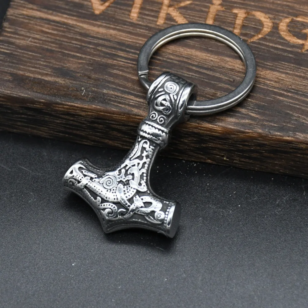 Norse Vikings Thor's Hammer Mjolnir Scandinavian Rune Amulet Keychain Stainless Steel Vegvisir Anchor Pendant Male Jewelry Norse Vikings Thor's Hammer Mjolnir Scandinavian Rune Amulet Keychain Stainless Steel Vegvisir Anchor Pendant Male Jewelry