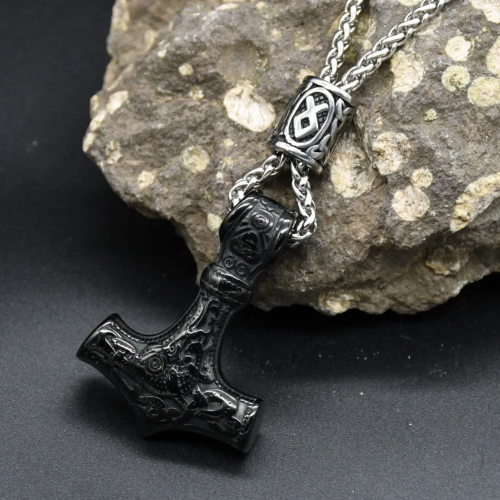 Norse Vikings Thor's Hammer Mjolnir Scandinavian Rune Amulet Keychain Stainless Steel Vegvisir Anchor Pendant Male Jewelry Norse Vikings Thor's Hammer Mjolnir Scandinavian Rune Amulet Keychain Stainless Steel Vegvisir Anchor Pendant Male Jewelry