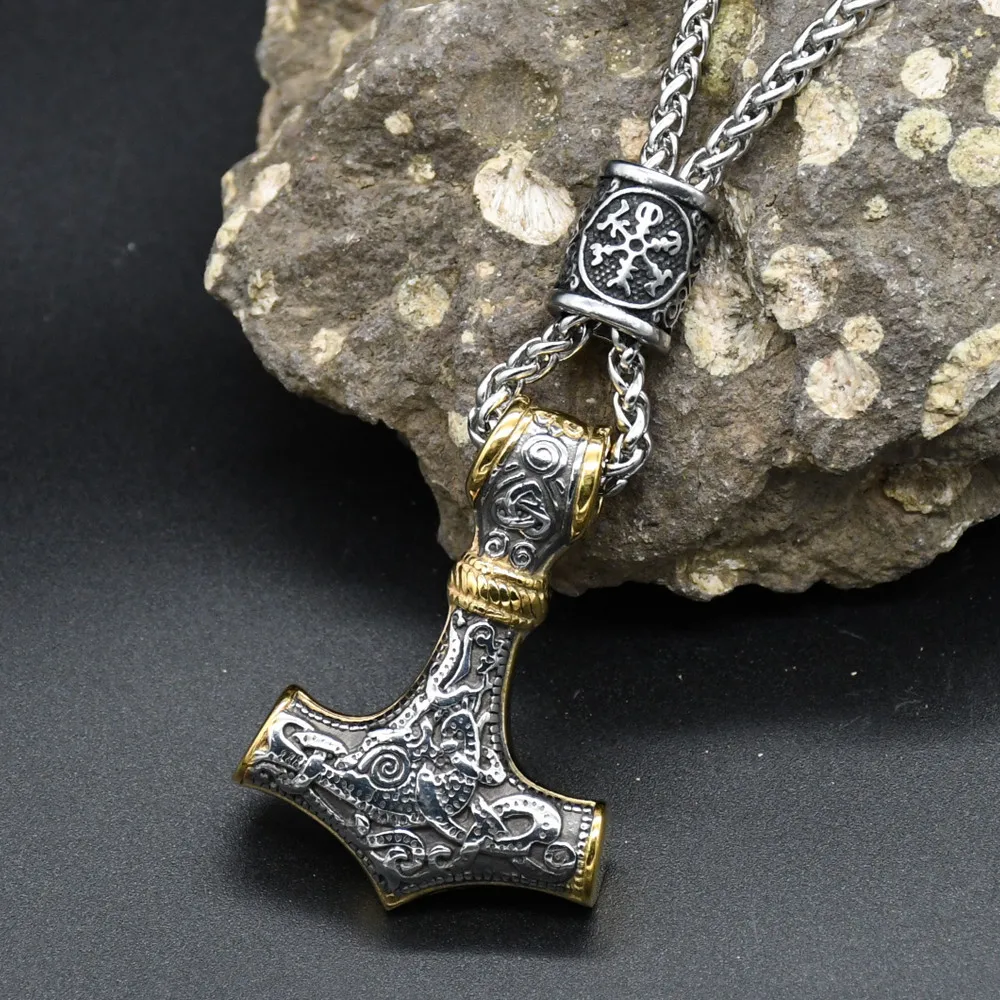 Norse Vikings Thor's Hammer Mjolnir Scandinavian Rune Amulet Keychain Stainless Steel Vegvisir Anchor Pendant Male Jewelry Norse Vikings Thor's Hammer Mjolnir Scandinavian Rune Amulet Keychain Stainless Steel Vegvisir Anchor Pendant Male Jewelry