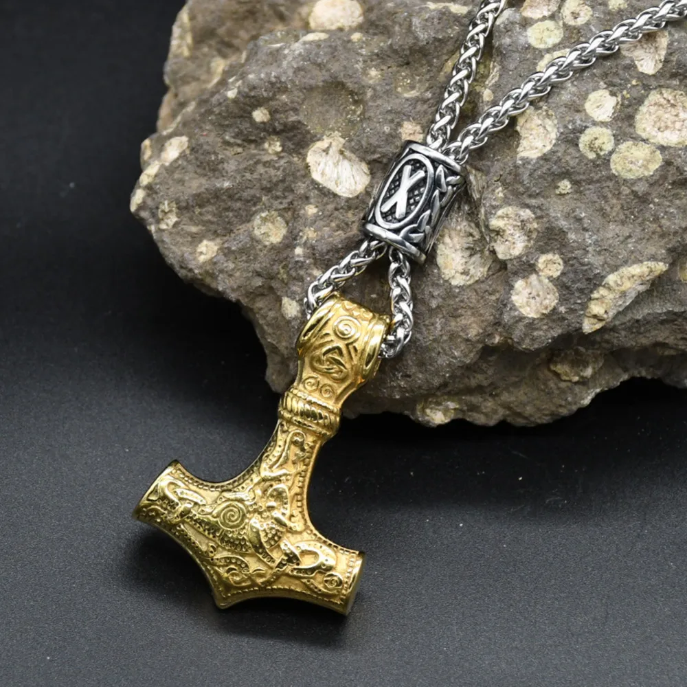 Norse Vikings Thor's Hammer Mjolnir Scandinavian Rune Amulet Keychain Stainless Steel Vegvisir Anchor Pendant Male Jewelry Norse Vikings Thor's Hammer Mjolnir Scandinavian Rune Amulet Keychain Stainless Steel Vegvisir Anchor Pendant Male Jewelry