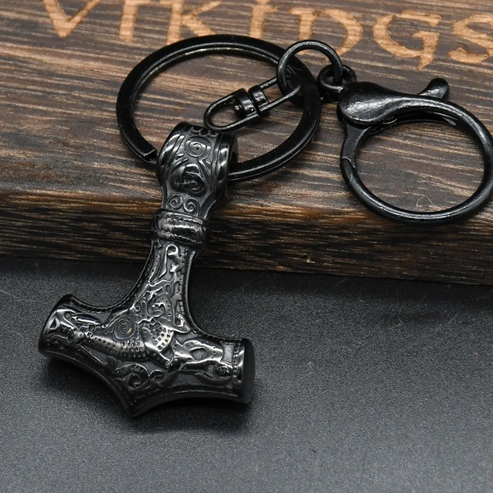 Norse Vikings Thor's Hammer Mjolnir Scandinavian Rune Amulet Keychain Stainless Steel Vegvisir Anchor Pendant Male Jewelry Norse Vikings Thor's Hammer Mjolnir Scandinavian Rune Amulet Keychain Stainless Steel Vegvisir Anchor Pendant Male Jewelry