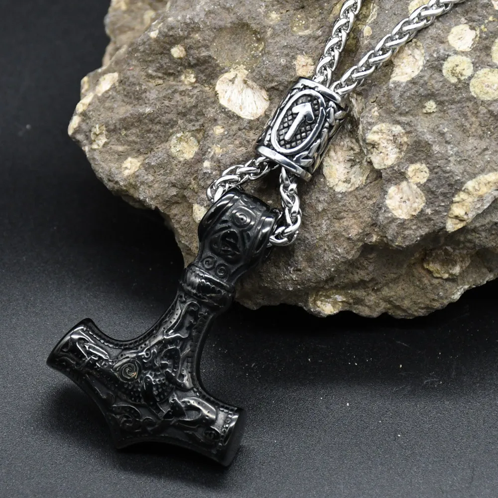Norse Vikings Thor's Hammer Mjolnir Scandinavian Rune Amulet Keychain Stainless Steel Vegvisir Anchor Pendant Male Jewelry Norse Vikings Thor's Hammer Mjolnir Scandinavian Rune Amulet Keychain Stainless Steel Vegvisir Anchor Pendant Male Jewelry
