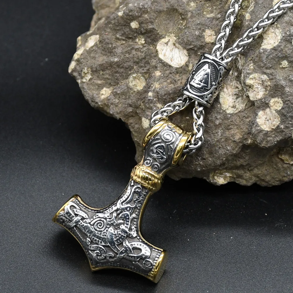 Norse Vikings Thor's Hammer Mjolnir Scandinavian Rune Amulet Keychain Stainless Steel Vegvisir Anchor Pendant Male Jewelry Norse Vikings Thor's Hammer Mjolnir Scandinavian Rune Amulet Keychain Stainless Steel Vegvisir Anchor Pendant Male Jewelry