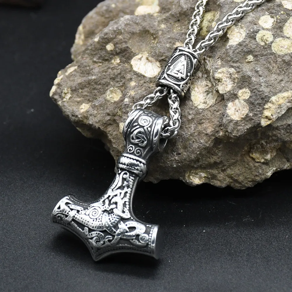 Norse Vikings Thor's Hammer Mjolnir Scandinavian Rune Amulet Keychain Stainless Steel Vegvisir Anchor Pendant Male Jewelry Norse Vikings Thor's Hammer Mjolnir Scandinavian Rune Amulet Keychain Stainless Steel Vegvisir Anchor Pendant Male Jewelry