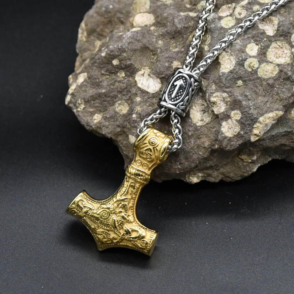 Norse Vikings Thor's Hammer Mjolnir Scandinavian Rune Amulet Keychain Stainless Steel Vegvisir Anchor Pendant Male Jewelry Norse Vikings Thor's Hammer Mjolnir Scandinavian Rune Amulet Keychain Stainless Steel Vegvisir Anchor Pendant Male Jewelry