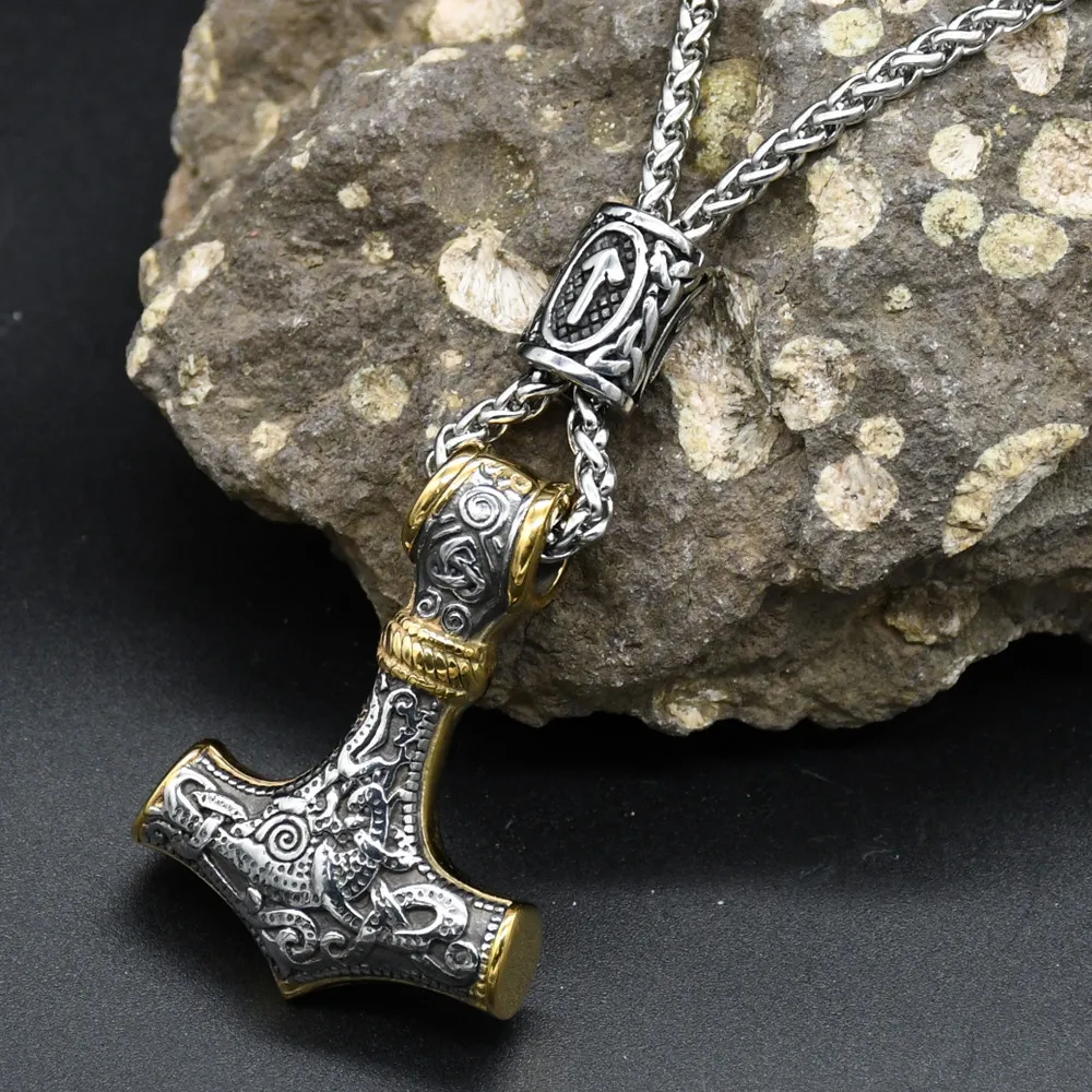 Norse Vikings Thor's Hammer Mjolnir Scandinavian Rune Amulet Keychain Stainless Steel Vegvisir Anchor Pendant Male Jewelry Norse Vikings Thor's Hammer Mjolnir Scandinavian Rune Amulet Keychain Stainless Steel Vegvisir Anchor Pendant Male Jewelry