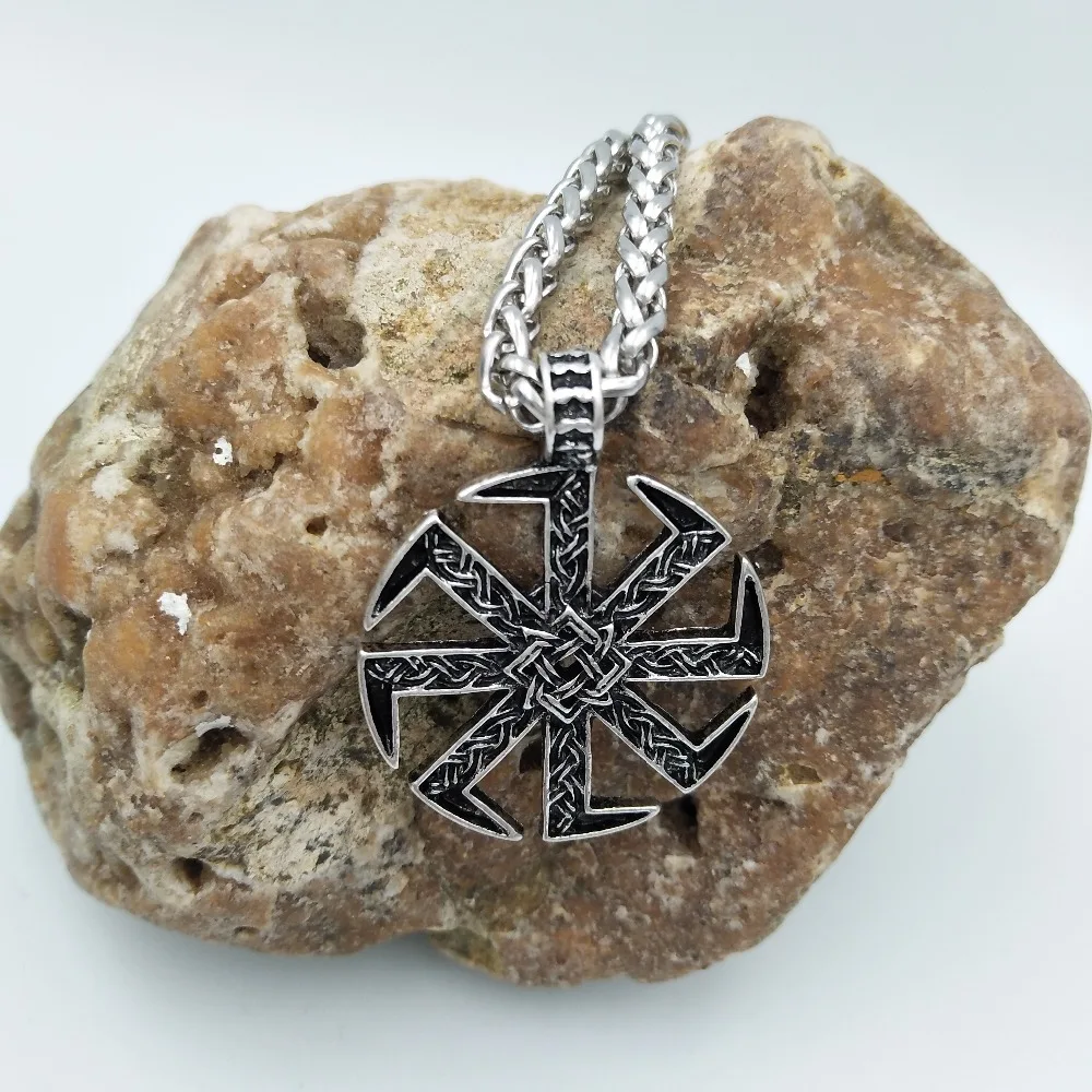Slavic Kolovrat Amulet Pendant Pagan Sunfiower Talisman Norse Jewelry Necklace & Pendants Slavic Symbol Necklace Freeship