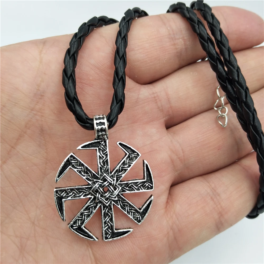 Slavic Kolovrat Amulet Pendant Pagan Sunfiower Talisman Norse Jewelry Necklace & Pendants Slavic Symbol Necklace Freeship