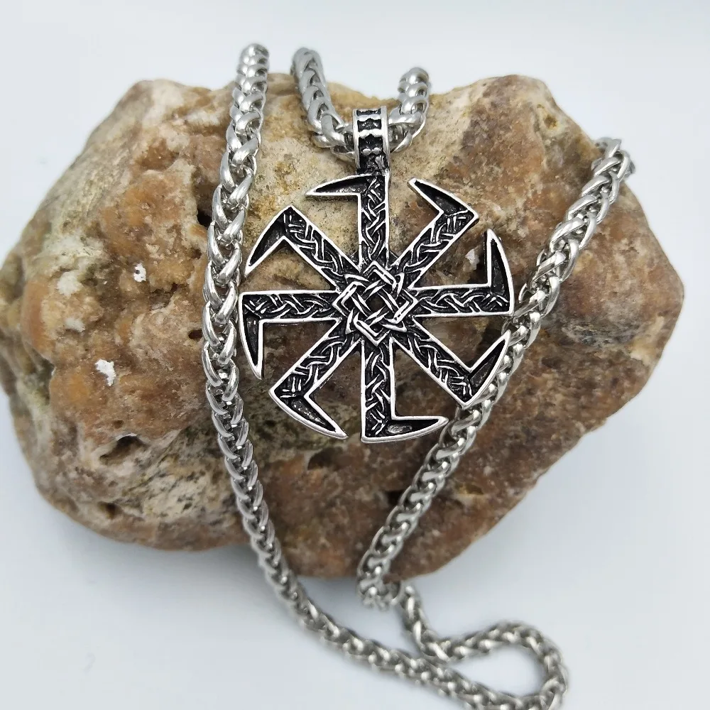 Slavic Kolovrat Amulet Pendant Pagan Sunfiower Talisman Norse Jewelry Necklace & Pendants Slavic Symbol Necklace Freeship