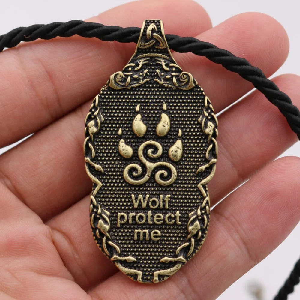 Wolf Paw Triskelion Triskele Valknut Symbol Amulet Viking odin wolf head Necklace Men Wolf Protect Me Talisman Jewelry