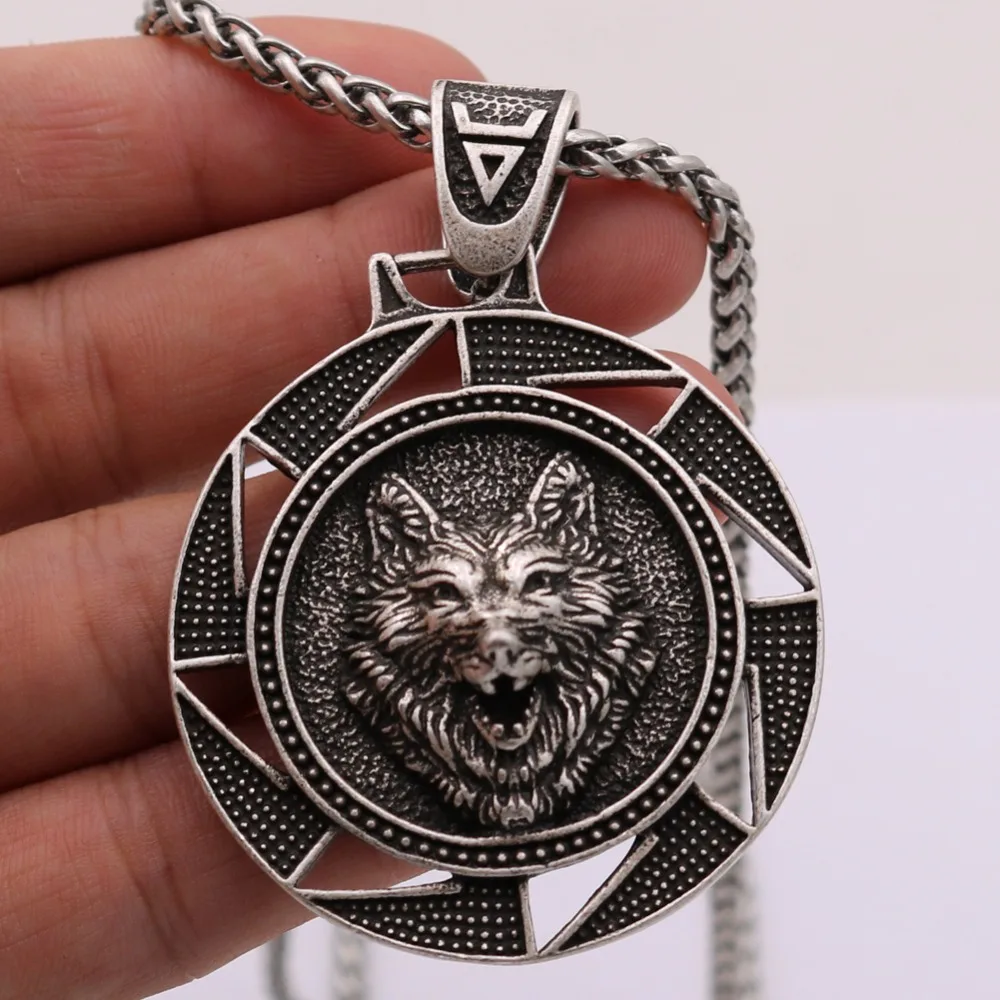 Wolf Paw Triskelion Triskele Valknut Symbol Amulet Viking odin wolf head Necklace Men Wolf Protect Me Talisman Jewelry