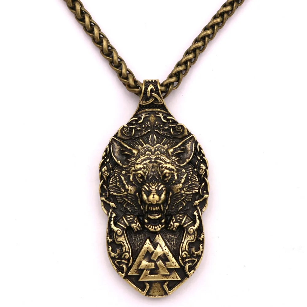 Wolf Paw Triskelion Triskele Valknut Symbol Amulet Viking odin wolf head Necklace Men Wolf Protect Me Talisman Jewelry