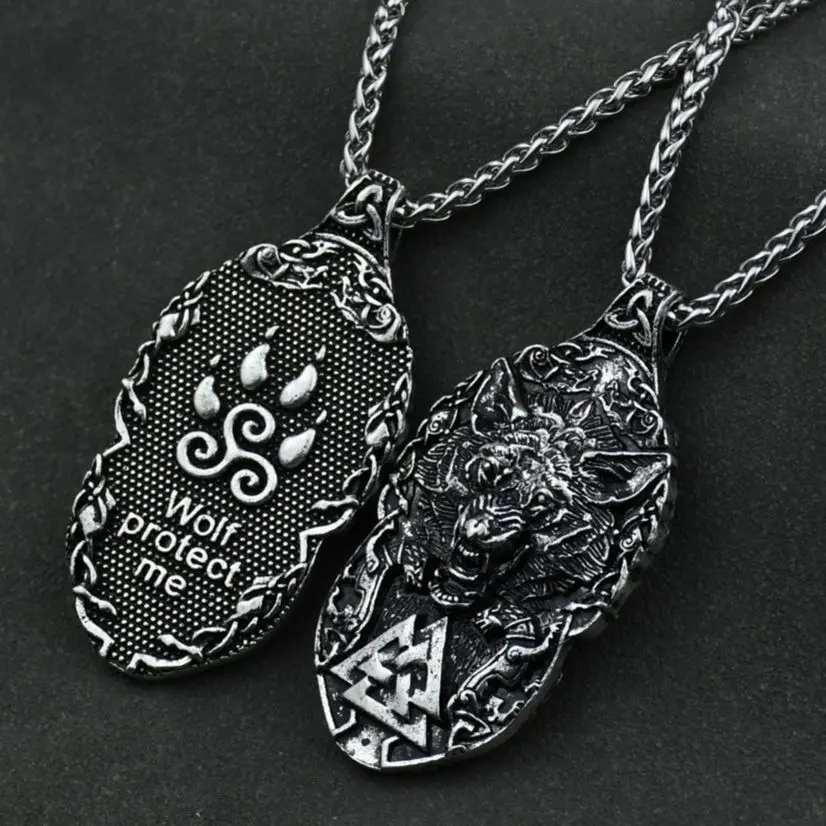 Wolf Paw Triskelion Triskele Valknut Symbol Amulet Viking odin wolf head Necklace Men Wolf Protect Me Talisman Jewelry Wolf Paw Triskelion Triskele Valknut Symbol Amulet Viking odin wolf head Necklace Men Wolf Protect Me Talisman Jewelry