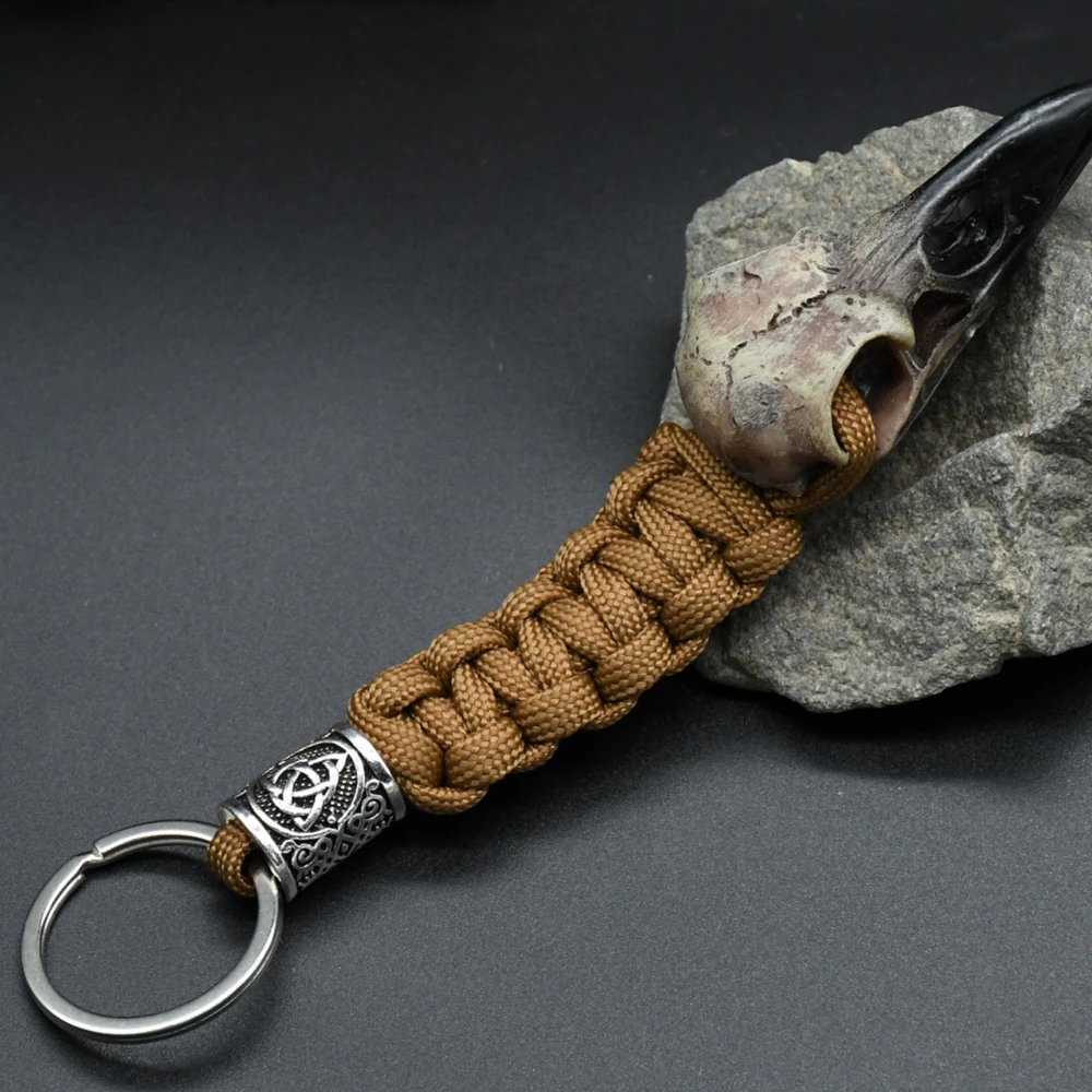 Odin Crow Skeleton Keychain Vikings Eagle's head Pendant Keyring Paracord Rope Norse Pirates Rune Valknut Amulet Jewelry Gift Odin Crow Skeleton Keychain Vikings Eagle's head Pendant Keyring Paracord Rope Norse Pirates Rune Valknut Amulet Jewelry Gift