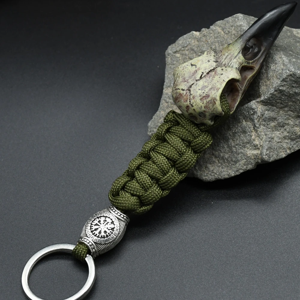 Odin Crow Skeleton Keychain Vikings Eagle's head Pendant Keyring Paracord Rope Norse Pirates Rune Valknut Amulet Jewelry Gift Odin Crow Skeleton Keychain Vikings Eagle's head Pendant Keyring Paracord Rope Norse Pirates Rune Valknut Amulet Jewelry Gift