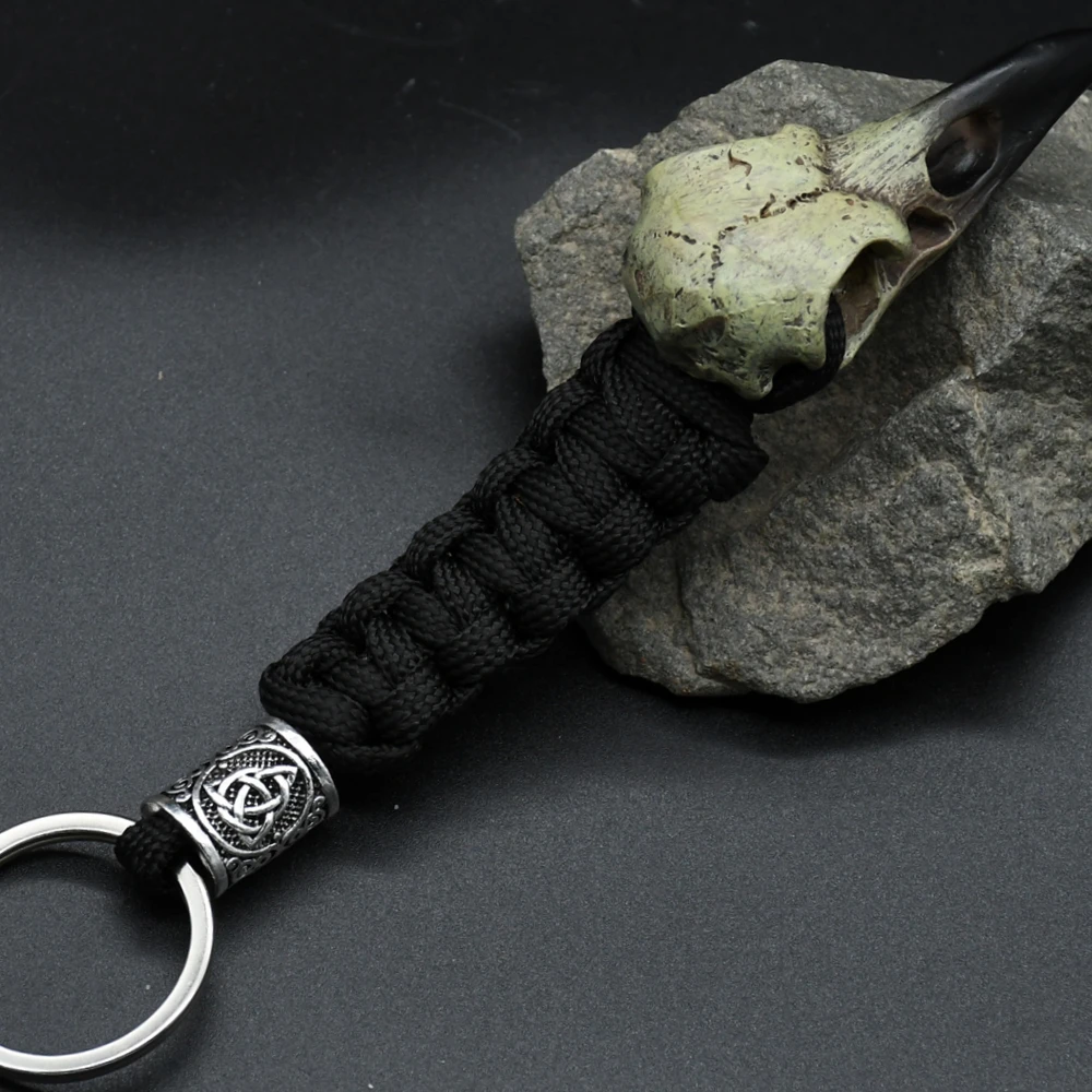 Odin Crow Skeleton Keychain Vikings Eagle’s head Pendant Keyring Paracord Rope Norse Pirates Rune Valknut Amulet Jewelry Gift Odin Crow Skeleton Keychain Vikings Eagle's head Pendant Keyring Paracord Rope Norse Pirates Rune Valknut Amulet Jewelry Gift