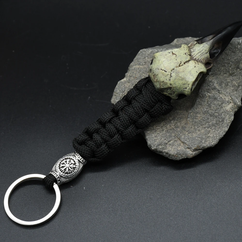 Odin Crow Skeleton Keychain Vikings Eagle’s head Pendant Keyring Paracord Rope Norse Pirates Rune Valknut Amulet Jewelry Gift Odin Crow Skeleton Keychain Vikings Eagle's head Pendant Keyring Paracord Rope Norse Pirates Rune Valknut Amulet Jewelry Gift