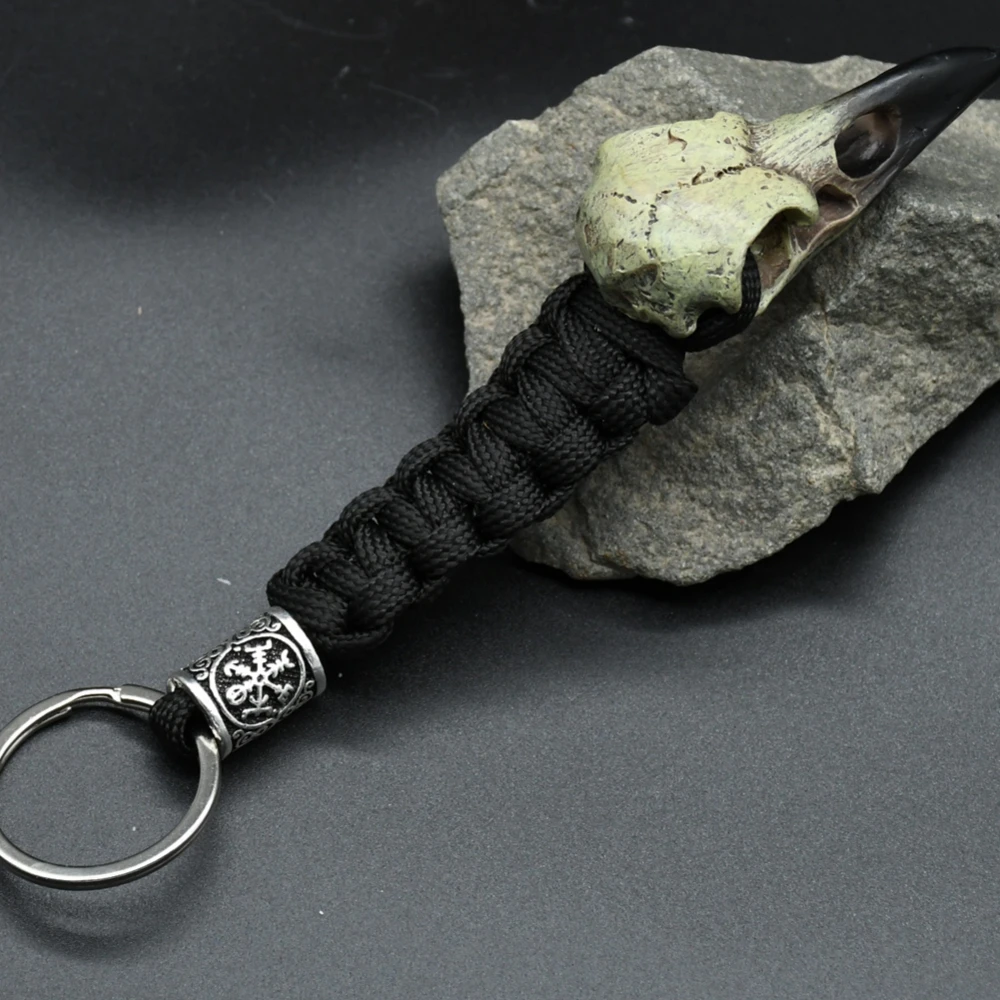Odin Crow Skeleton Keychain Vikings Eagle’s head Pendant Keyring Paracord Rope Norse Pirates Rune Valknut Amulet Jewelry Gift Odin Crow Skeleton Keychain Vikings Eagle's head Pendant Keyring Paracord Rope Norse Pirates Rune Valknut Amulet Jewelry Gift