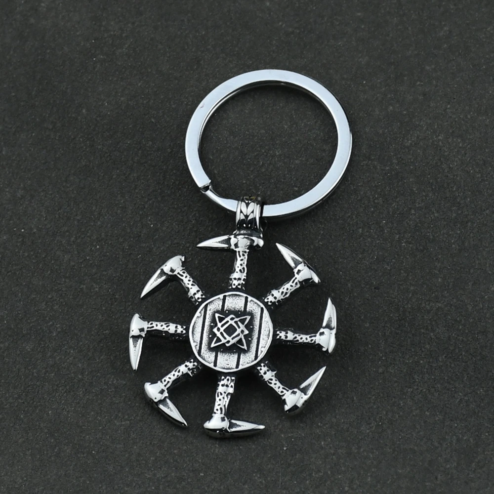Viking Kolovrat Knot Keychain Nordic Talisman Runes Pendant Slavic Scandinavian Jewelry Men Punk Amulet Gift Dropshipping Viking Kolovrat Knot Keychain Nordic Talisman Runes Pendant Slavic Scandinavian Jewelry Men Punk Amulet Gift Dropshipping