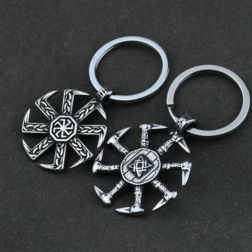 Viking Kolovrat Knot Keychain Nordic Talisman Runes Pendant Slavic Scandinavian Jewelry Men Punk Amulet Gift Dropshipping Viking Kolovrat Knot Keychain Nordic Talisman Runes Pendant Slavic Scandinavian Jewelry Men Punk Amulet Gift Dropshipping