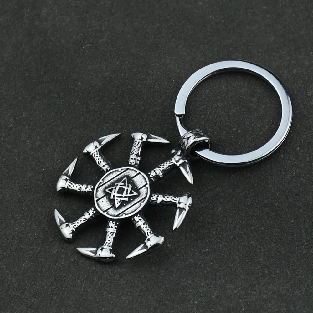 Viking Kolovrat Knot Keychain Nordic Talisman Runes Pendant Slavic Scandinavian Jewelry Men Punk Amulet Gift Dropshipping Viking Kolovrat Knot Keychain Nordic Talisman Runes Pendant Slavic Scandinavian Jewelry Men Punk Amulet Gift Dropshipping