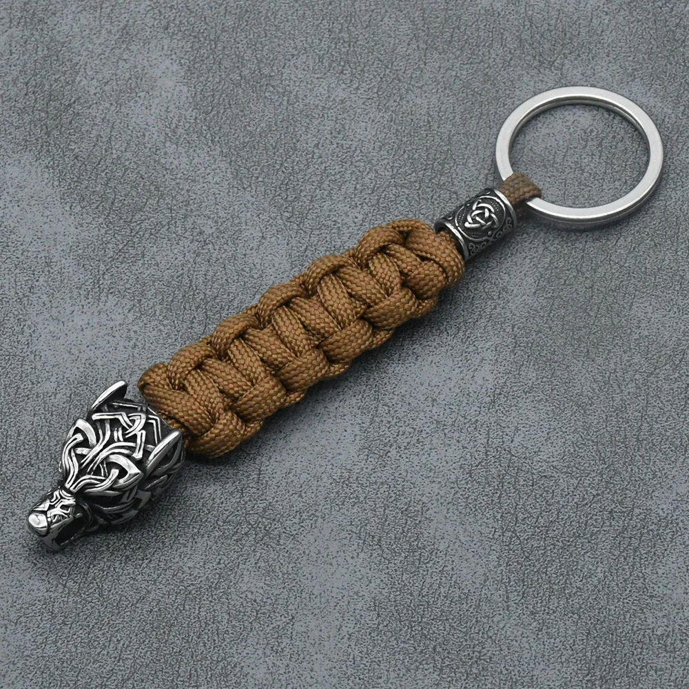 Handmade Vintage Vikings Wolf Head Survival Keychain Men Charm Rune Vegvisir Celt Wolf Keyring Stainless Steel Paracord Jewelry Handmade Vintage Vikings Wolf Head Survival Keychain Men Charm Rune Vegvisir Celt Wolf Keyring Stainless Steel Paracord Jewelry