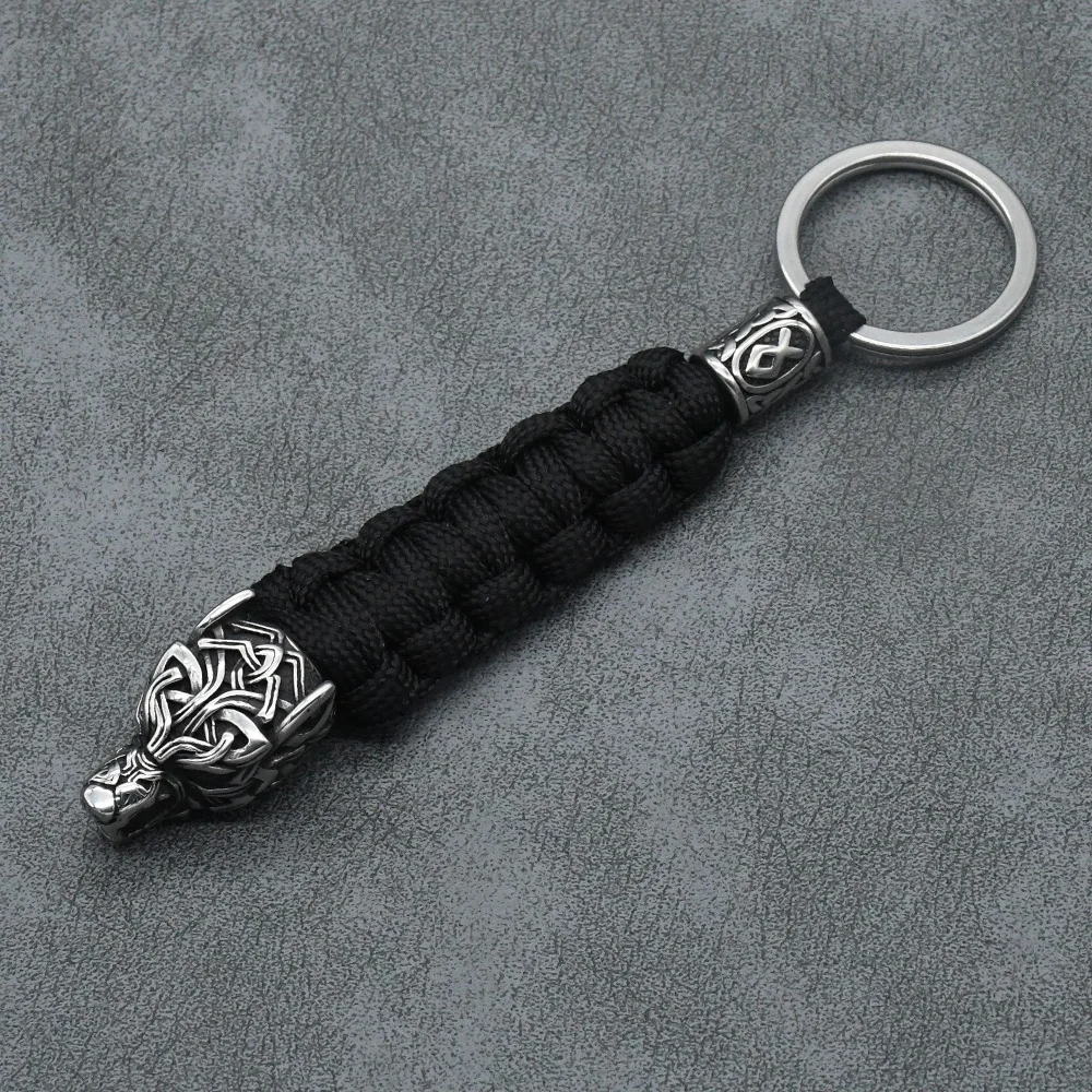 Handmade Vintage Vikings Wolf Head Survival Keychain Men Charm Rune Vegvisir Celt Wolf Keyring Stainless Steel Paracord Jewelry Handmade Vintage Vikings Wolf Head Survival Keychain Men Charm Rune Vegvisir Celt Wolf Keyring Stainless Steel Paracord Jewelry