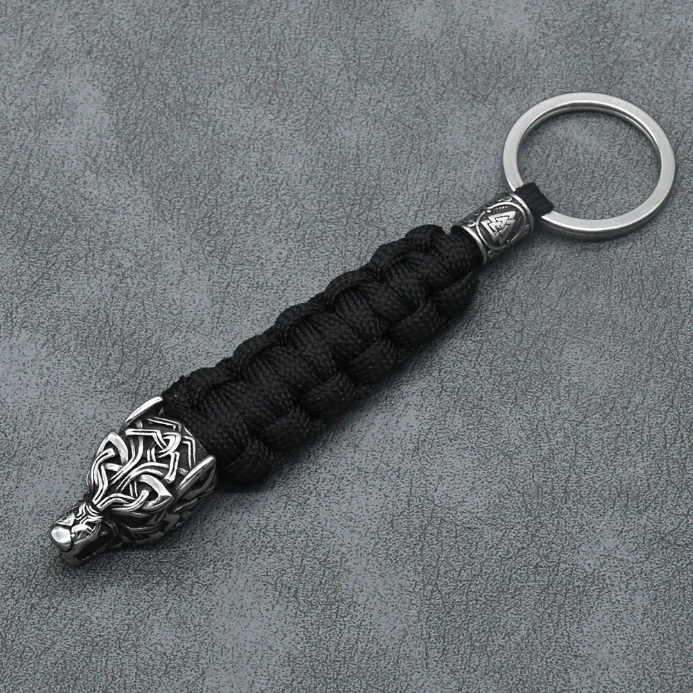 Handmade Vintage Vikings Wolf Head Survival Keychain Men Charm Rune Vegvisir Celt Wolf Keyring Stainless Steel Paracord Jewelry Handmade Vintage Vikings Wolf Head Survival Keychain Men Charm Rune Vegvisir Celt Wolf Keyring Stainless Steel Paracord Jewelry