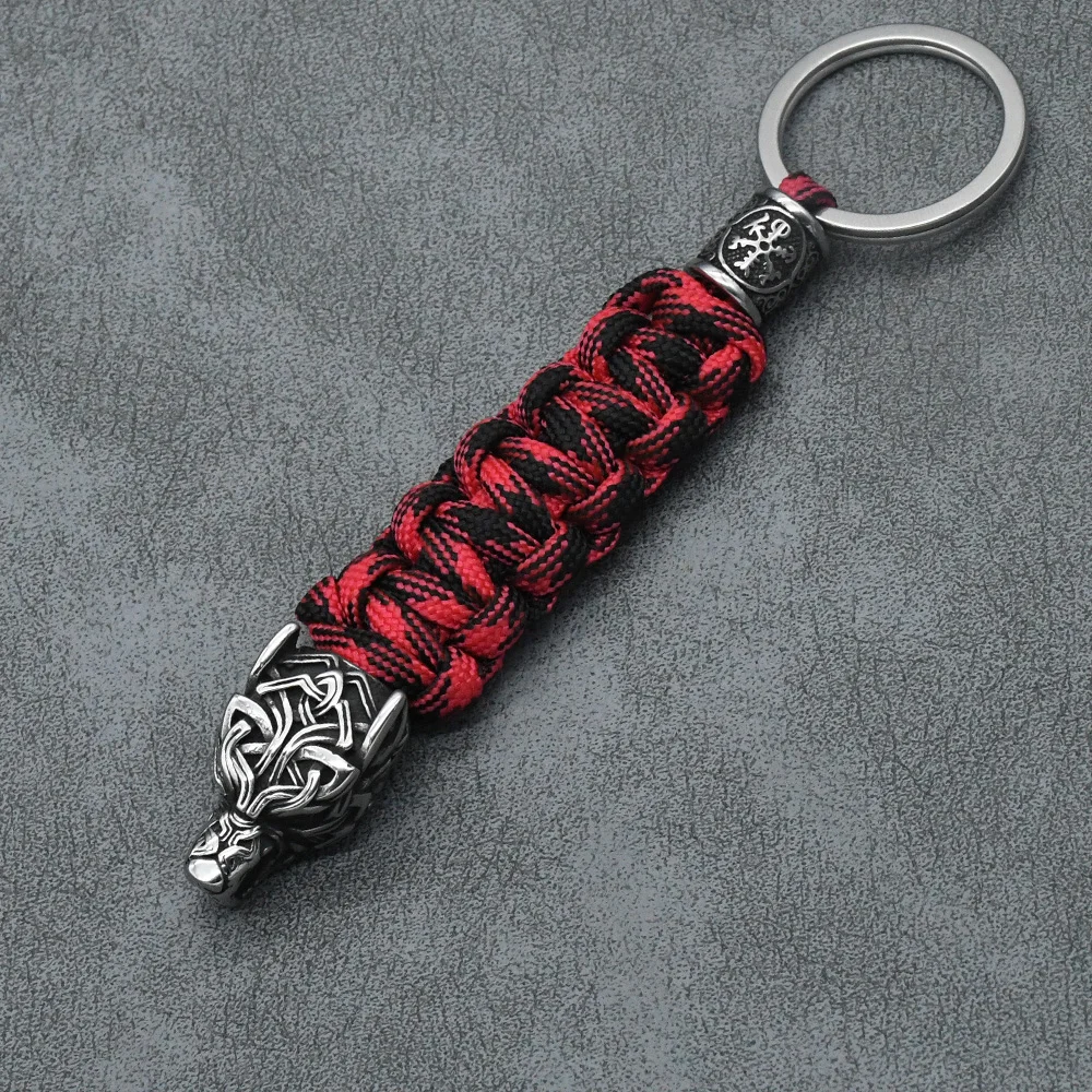 Handmade Vintage Vikings Wolf Head Survival Keychain Men Charm Rune Vegvisir Celt Wolf Keyring Stainless Steel Paracord Jewelry Handmade Vintage Vikings Wolf Head Survival Keychain Men Charm Rune Vegvisir Celt Wolf Keyring Stainless Steel Paracord Jewelry