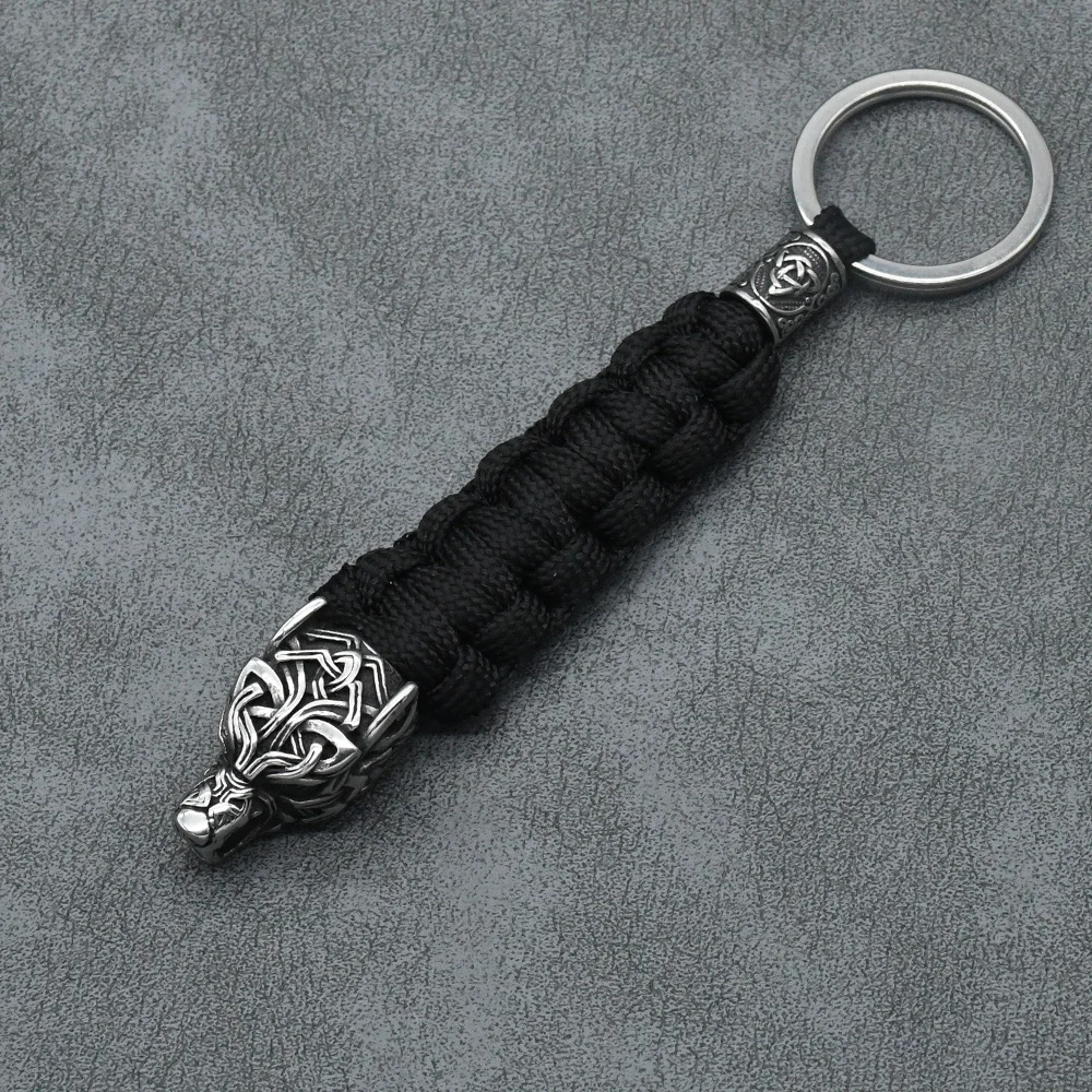 Handmade Vintage Vikings Wolf Head Survival Keychain Men Charm Rune Vegvisir Celt Wolf Keyring Stainless Steel Paracord Jewelry Handmade Vintage Vikings Wolf Head Survival Keychain Men Charm Rune Vegvisir Celt Wolf Keyring Stainless Steel Paracord Jewelry