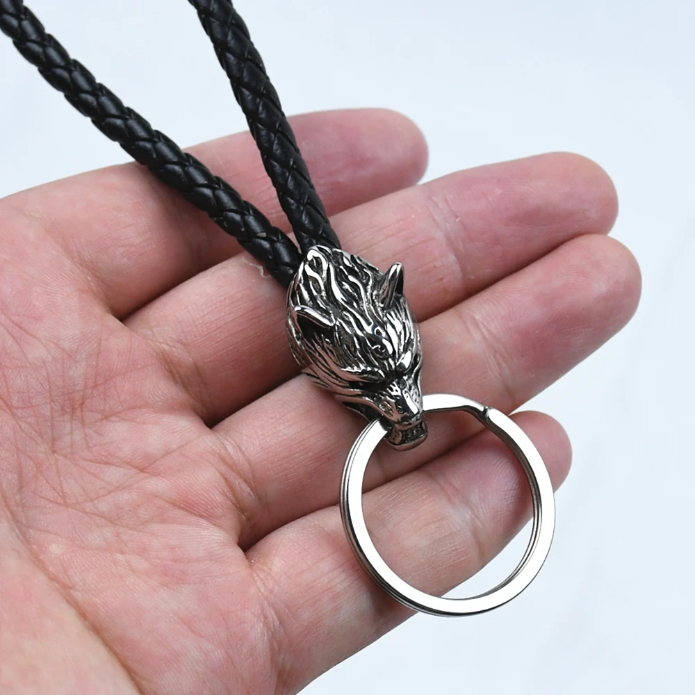 Odin's Wolf Keyring Stainless Steel Vikings wolf Amulet Pendant Mens Keychain Never Fade Scandinavian Jewelry Odin's Wolf Keyring Stainless Steel Vikings wolf Amulet Pendant Mens Keychain Never Fade Scandinavian Jewelry
