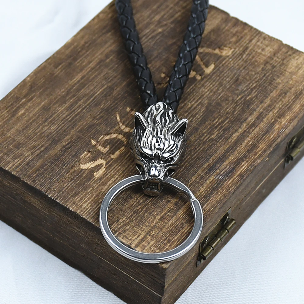 Odin's Wolf Keyring Stainless Steel Vikings wolf Amulet Pendant Mens Keychain Never Fade Scandinavian Jewelry Odin's Wolf Keyring Stainless Steel Vikings wolf Amulet Pendant Mens Keychain Never Fade Scandinavian Jewelry