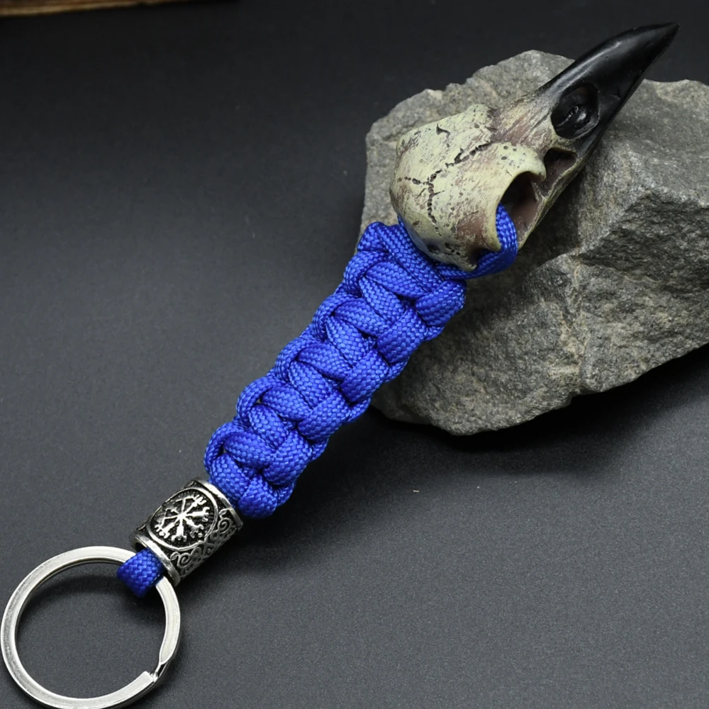Odin Raven Skull Viking Keychain Paracord Norse Crow Skeleton Keyring Runes dragon Bead Accessories Jewelry Odin Raven Skull Viking Keychain Paracord Norse Crow Skeleton Keyring Runes dragon Bead Accessories Jewelry