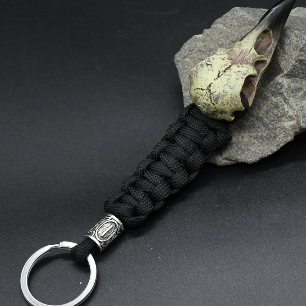 Odin Raven Skull Viking Keychain Paracord Norse Crow Skeleton Keyring Runes dragon Bead Accessories Jewelry Odin Raven Skull Viking Keychain Paracord Norse Crow Skeleton Keyring Runes dragon Bead Accessories Jewelry