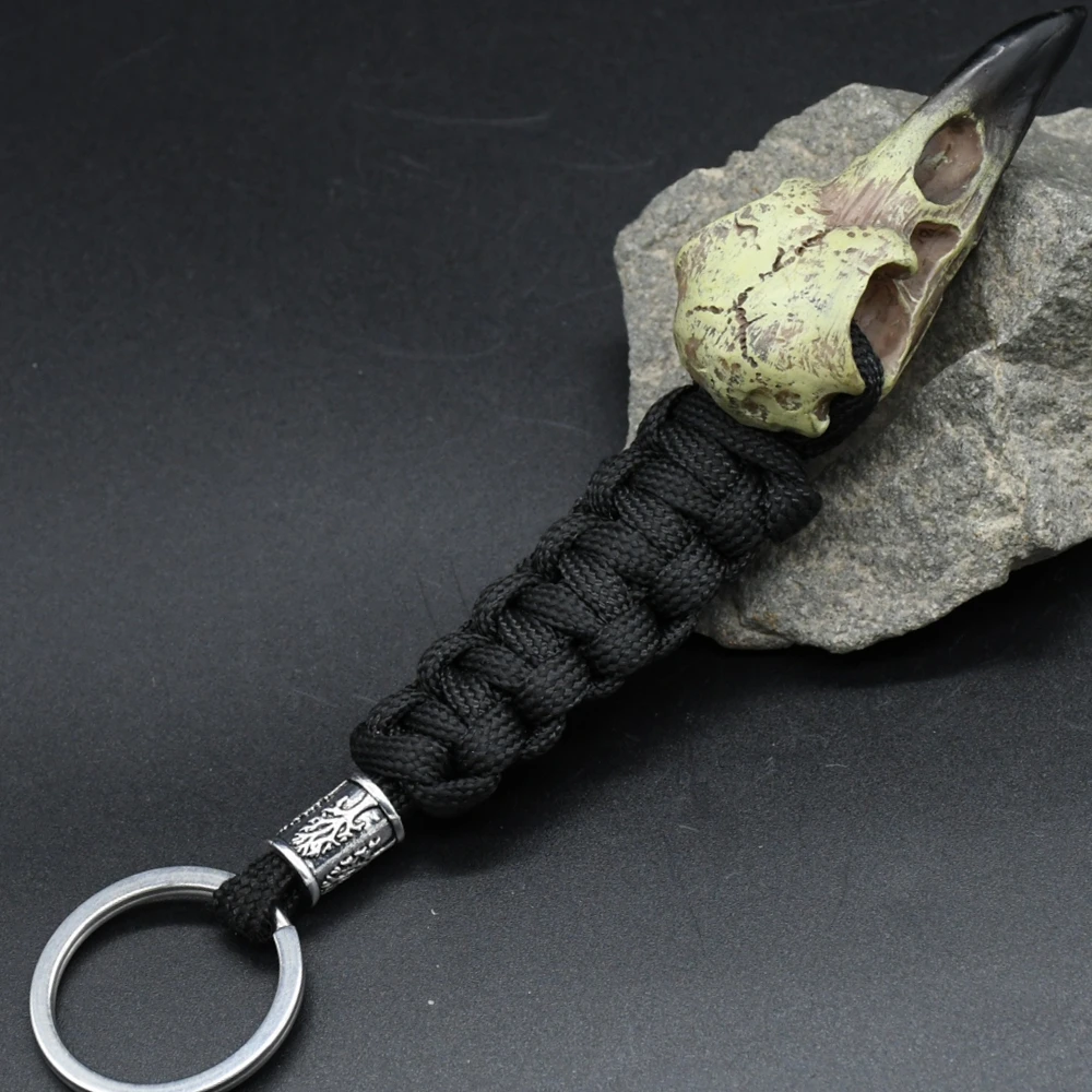 Odin Raven Skull Viking Keychain Paracord Norse Crow Skeleton Keyring Runes dragon Bead Accessories Jewelry Odin Raven Skull Viking Keychain Paracord Norse Crow Skeleton Keyring Runes dragon Bead Accessories Jewelry
