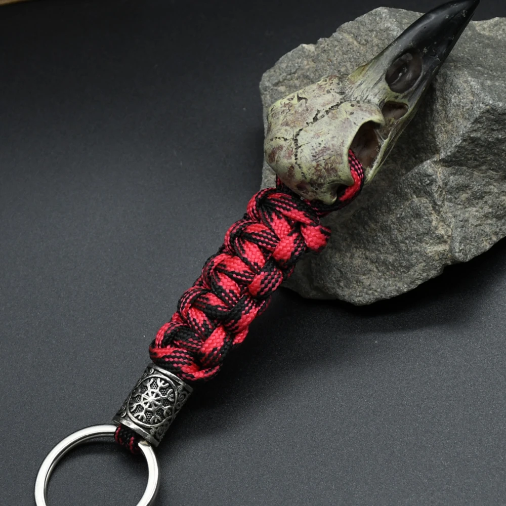 Odin Raven Skull Viking Keychain Paracord Norse Crow Skeleton Keyring Runes dragon Bead Accessories Jewelry Odin Raven Skull Viking Keychain Paracord Norse Crow Skeleton Keyring Runes dragon Bead Accessories Jewelry