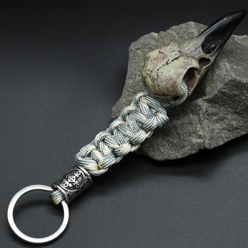 Odin Raven Skull Viking Keychain Paracord Norse Crow Skeleton Keyring Runes dragon Bead Accessories Jewelry Odin Raven Skull Viking Keychain Paracord Norse Crow Skeleton Keyring Runes dragon Bead Accessories Jewelry