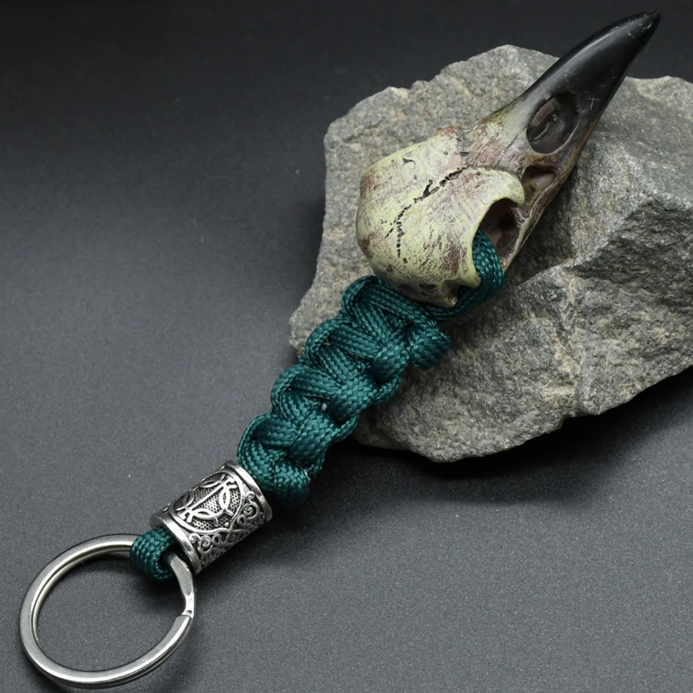 Odin Raven Skull Viking Keychain Paracord Norse Crow Skeleton Keyring Runes dragon Bead Accessories Jewelry Odin Raven Skull Viking Keychain Paracord Norse Crow Skeleton Keyring Runes dragon Bead Accessories Jewelry