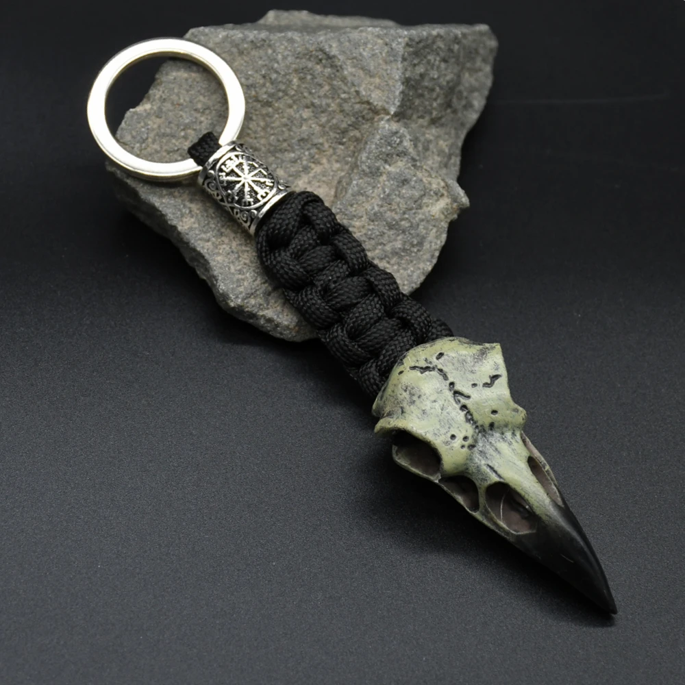 Odin Raven Skull Viking Keychain Paracord Norse Crow Skeleton Keyring Runes dragon Bead Accessories Jewelry Odin Raven Skull Viking Keychain Paracord Norse Crow Skeleton Keyring Runes dragon Bead Accessories Jewelry