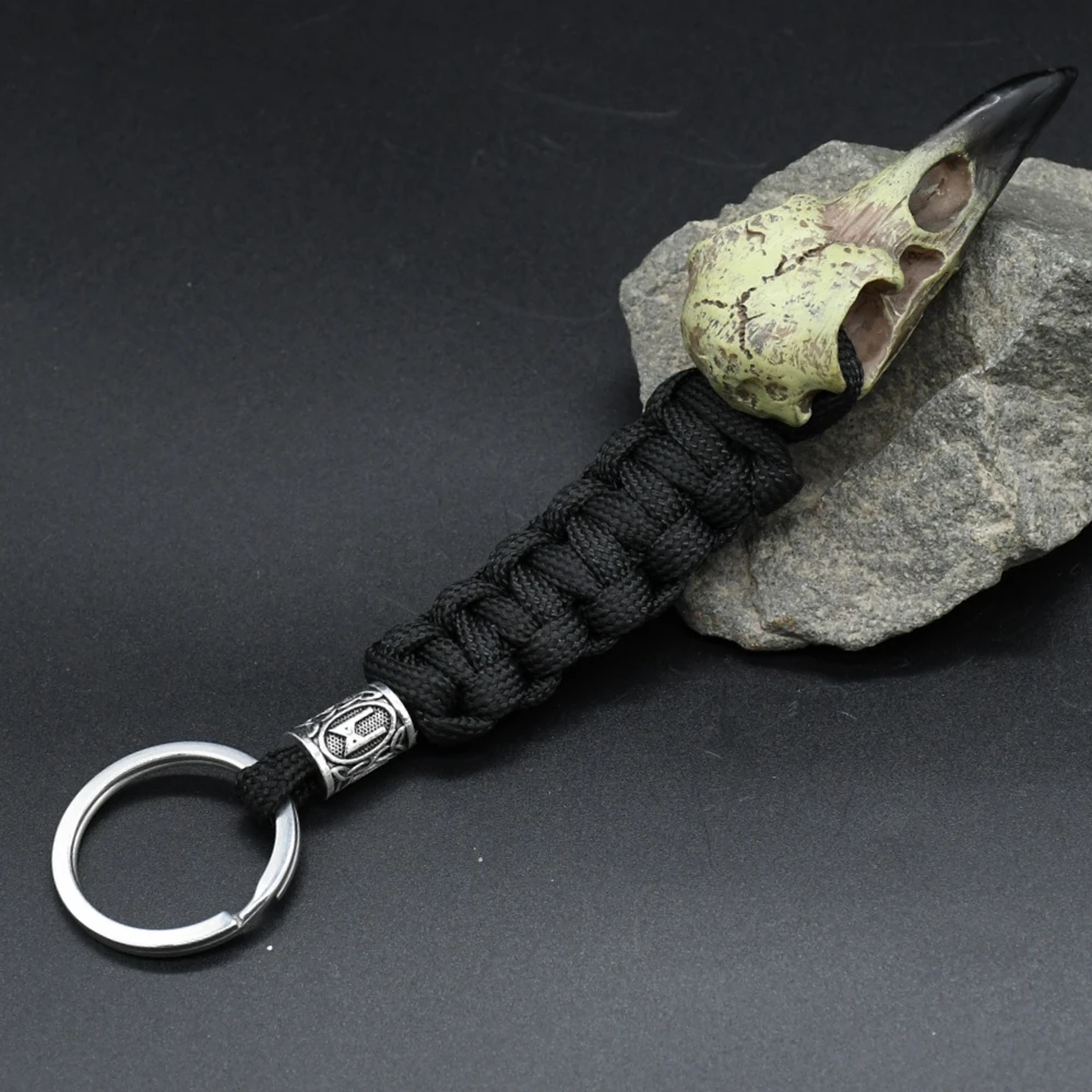 Odin Raven Skull Viking Keychain Paracord Norse Crow Skeleton Keyring Runes dragon Bead Accessories Jewelry Odin Raven Skull Viking Keychain Paracord Norse Crow Skeleton Keyring Runes dragon Bead Accessories Jewelry