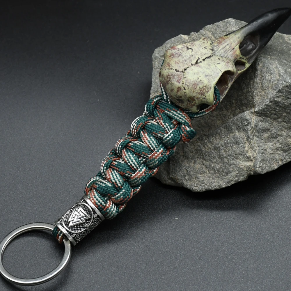 Odin Raven Skull Viking Keychain Paracord Norse Crow Skeleton Keyring Runes dragon Bead Accessories Jewelry Odin Raven Skull Viking Keychain Paracord Norse Crow Skeleton Keyring Runes dragon Bead Accessories Jewelry