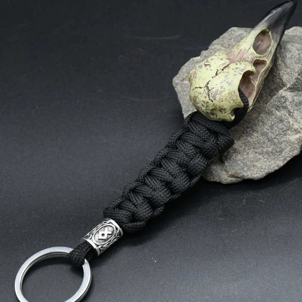 Odin Raven Skull Viking Keychain Paracord Norse Crow Skeleton Keyring Runes dragon Bead Accessories Jewelry Odin Raven Skull Viking Keychain Paracord Norse Crow Skeleton Keyring Runes dragon Bead Accessories Jewelry