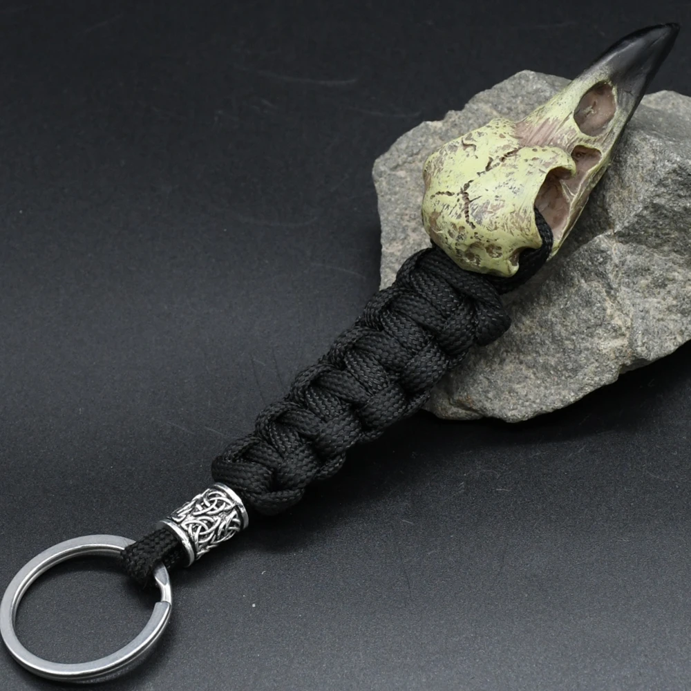 Odin Raven Skull Viking Keychain Paracord Norse Crow Skeleton Keyring Runes dragon Bead Accessories Jewelry Odin Raven Skull Viking Keychain Paracord Norse Crow Skeleton Keyring Runes dragon Bead Accessories Jewelry
